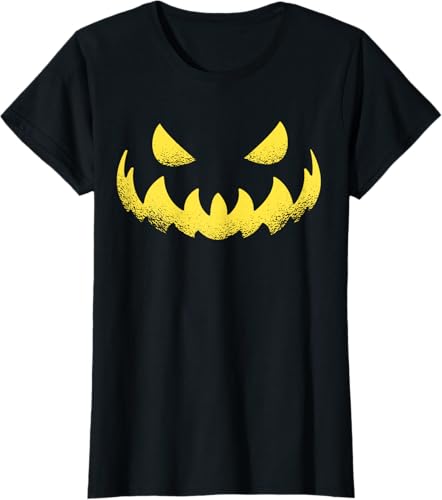 Miniatura 6 de Camiseta de Halloween con calabaza aterradora Jack O Lantern para niños y mujeres Negro S