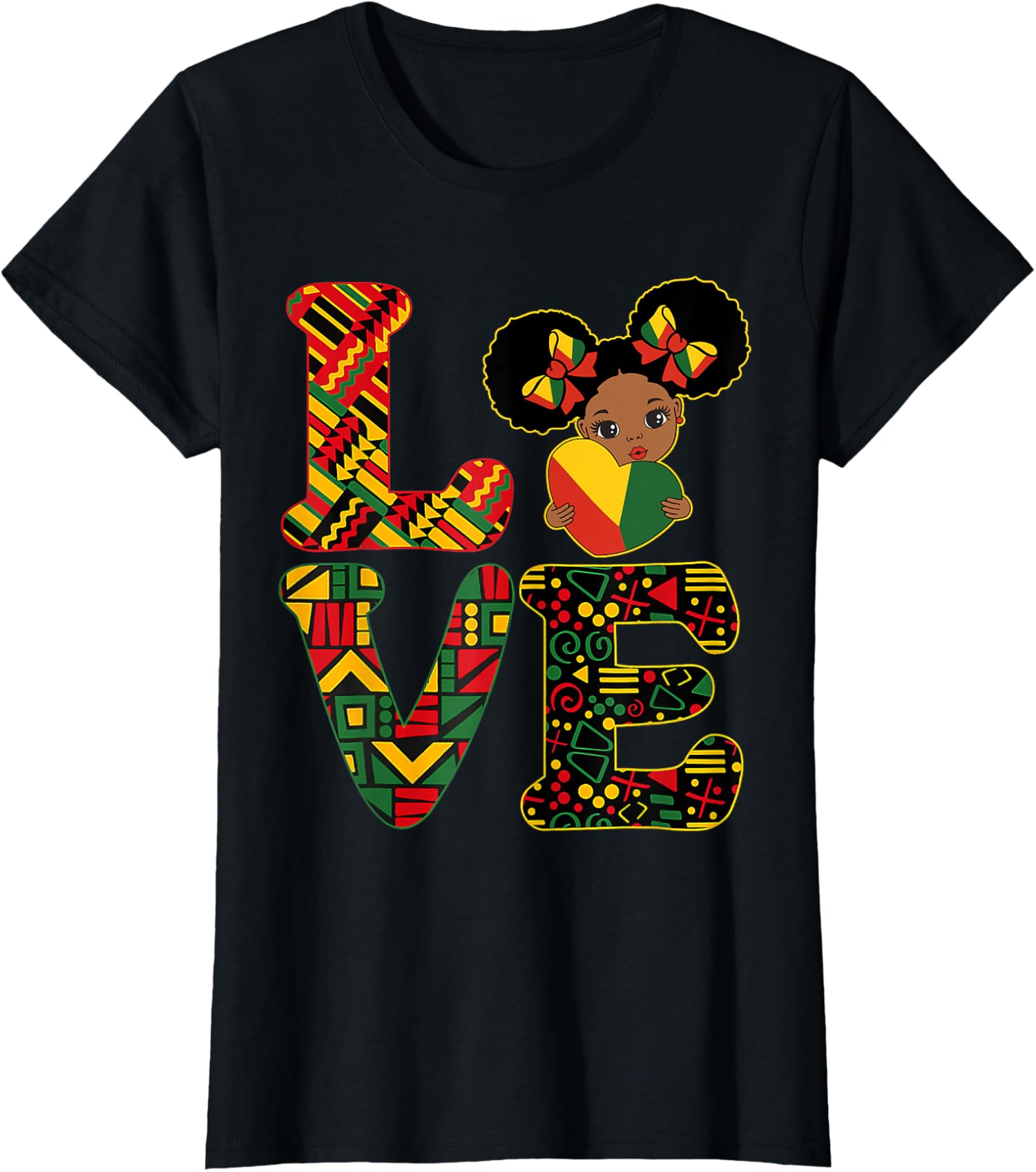 LOVE Black History Month Strong African Support Ladies' Crewneck T-Shirt - Picture 2 of 9