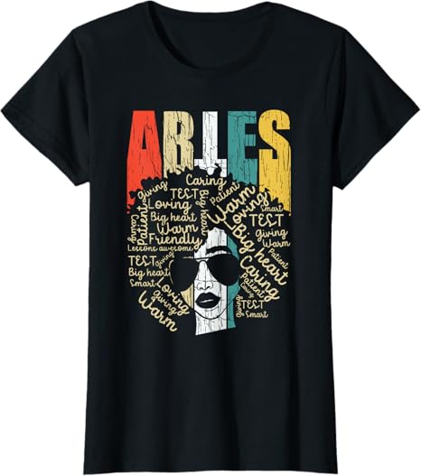 Womens Retro Vintage Aries Birthday Costume African American Gift T-Shirt