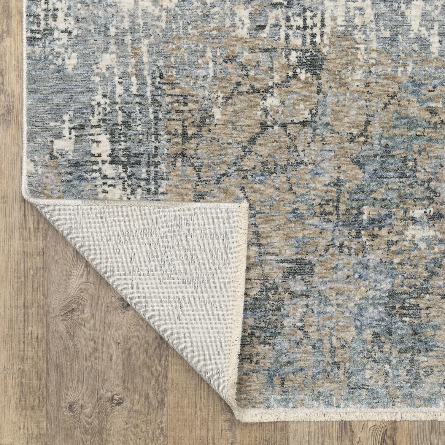 Oriental Weavers Hayden Area Rug - HAY08-6'7" x 9'6" - in Beige/Blue - Modern Style, Stain Resistant, Family and Pet Friendly, Dining, Living Room Rug