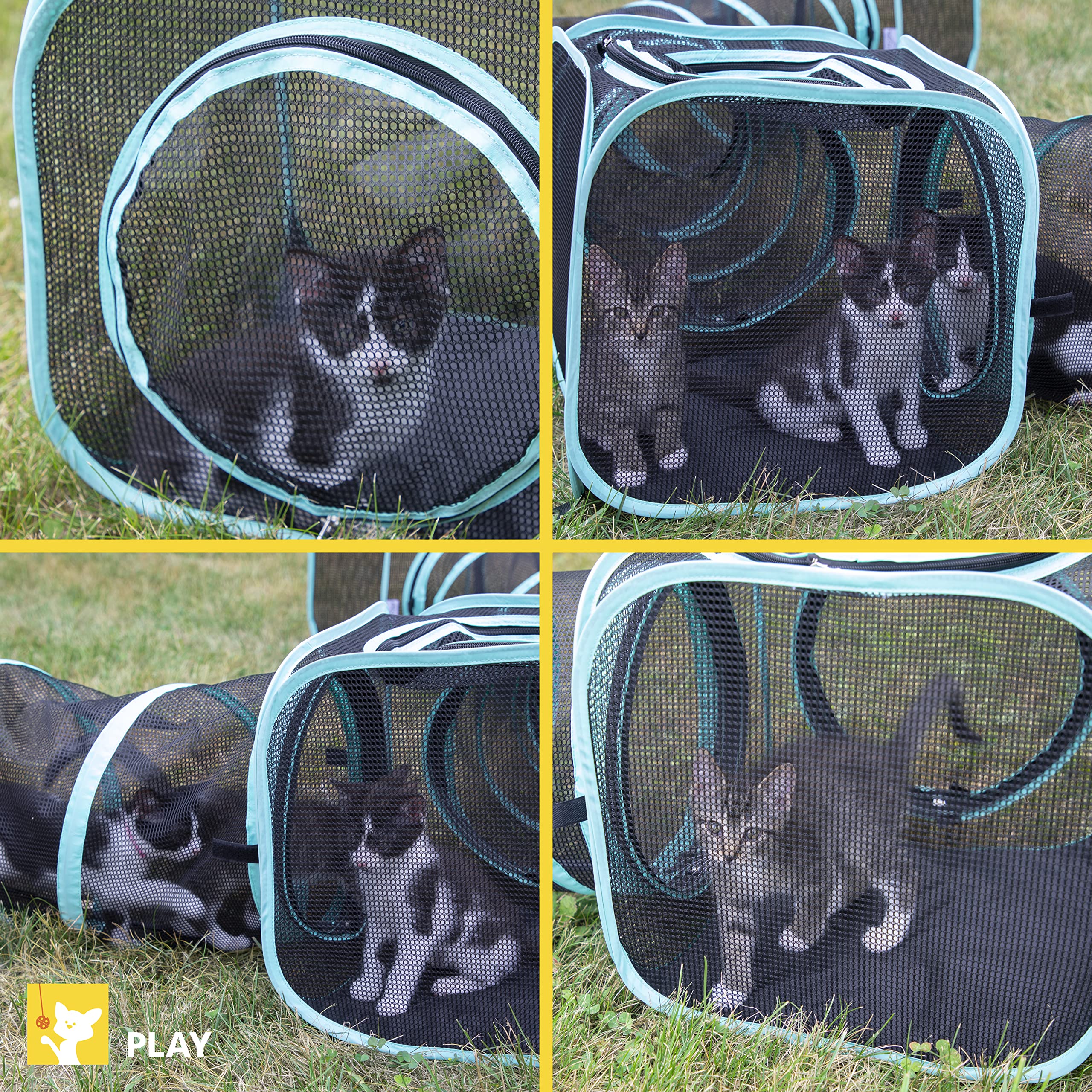 Cubo Kitty City Para Gatos - Malha Nylon Para Brincadeira Interna Ou Externa