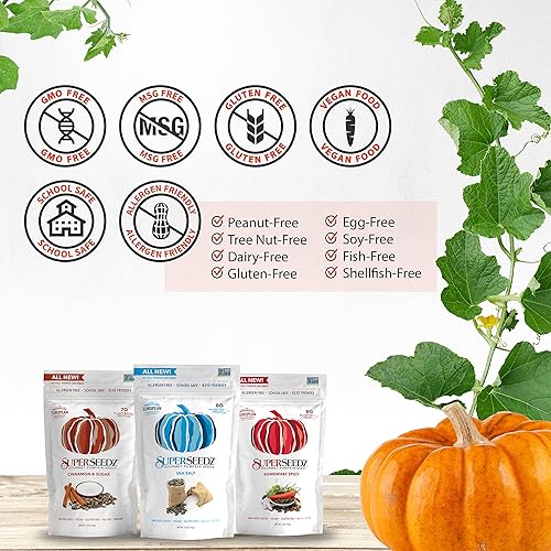 Miniatura 7 de Superseedz Semillas de calabaza tostadas gourmet  Sal marina  30 enteros paleo veganos y keto  028oz de proteína a base de plantas  Producido en
