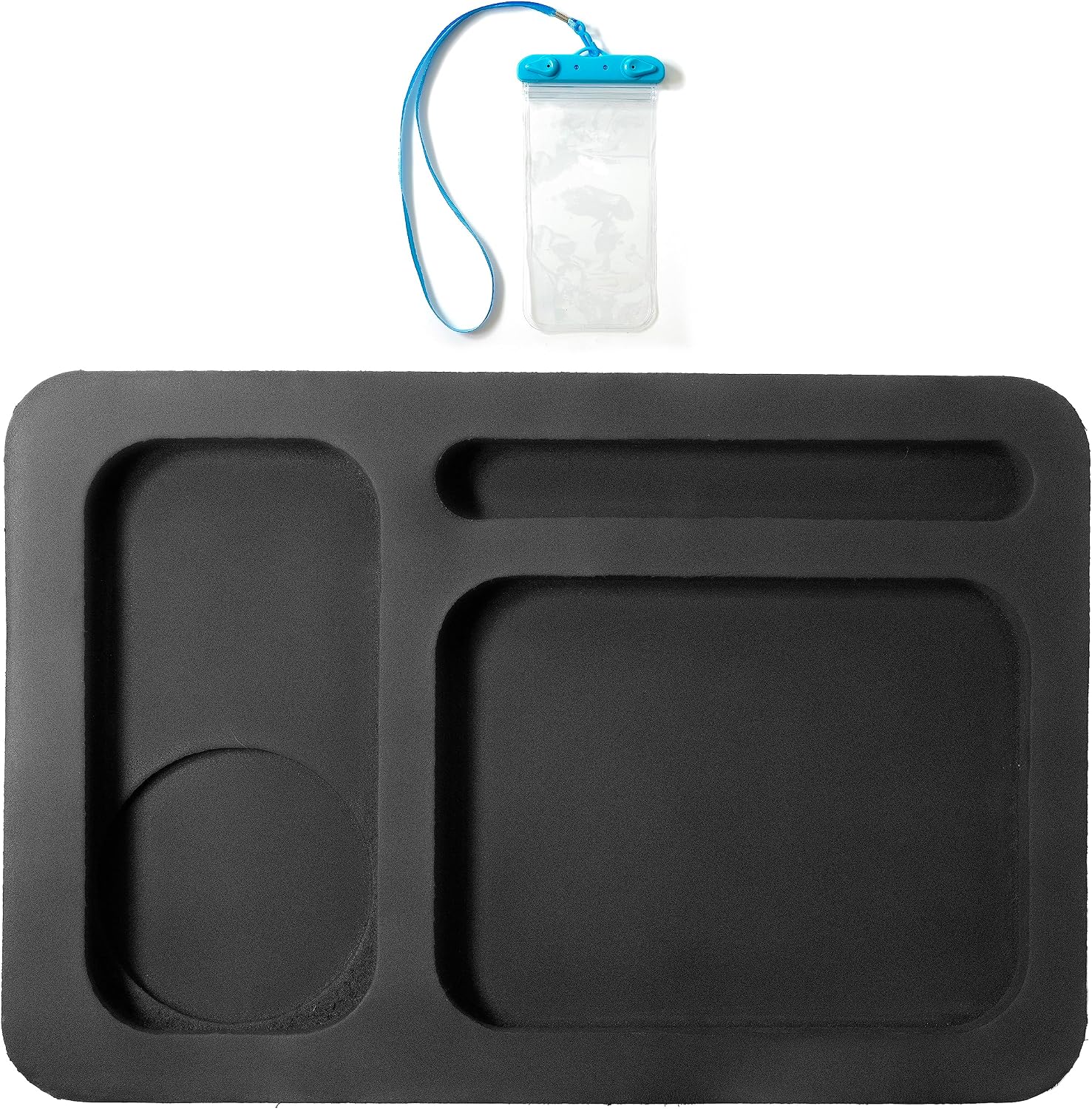 EVA Foam Boat Dash Holder - Phone and Accessories Console Storage Organizer with Compartments and Adhesive Back - Complete with Waterproof PVC Bag