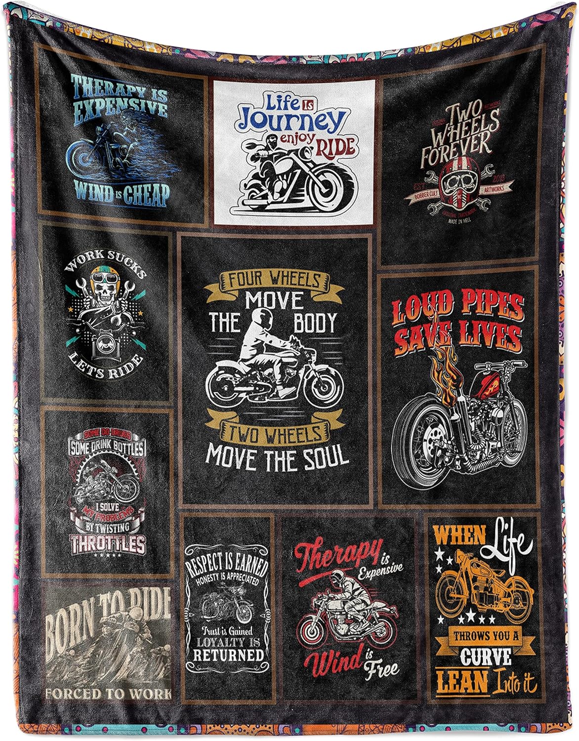 Launchigo Personalized Motorcycle Blanket, Biker Blankets