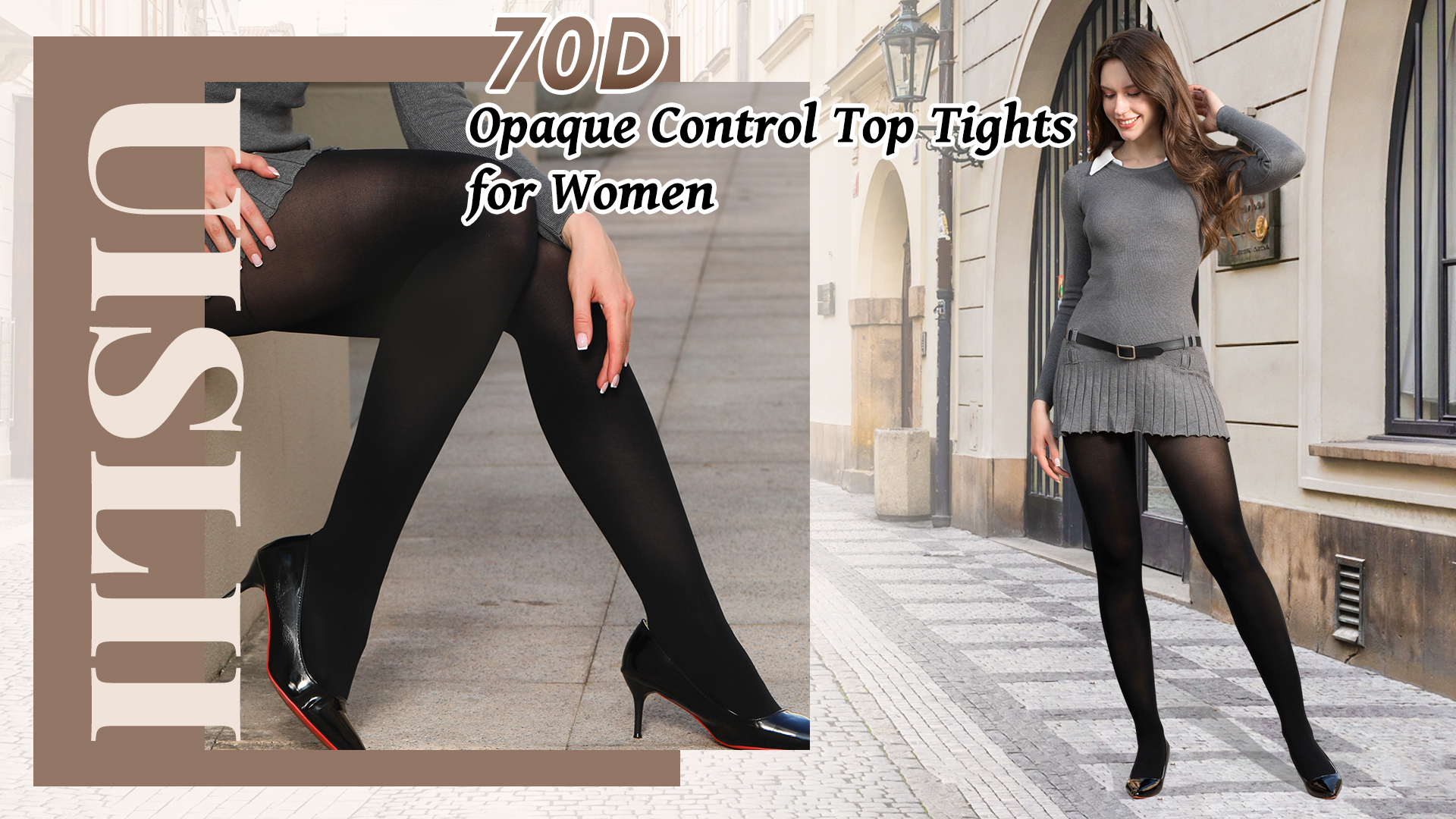 UISLII Plus Size Tights for Women,2 pairs 80D Semi Opaque Tights
