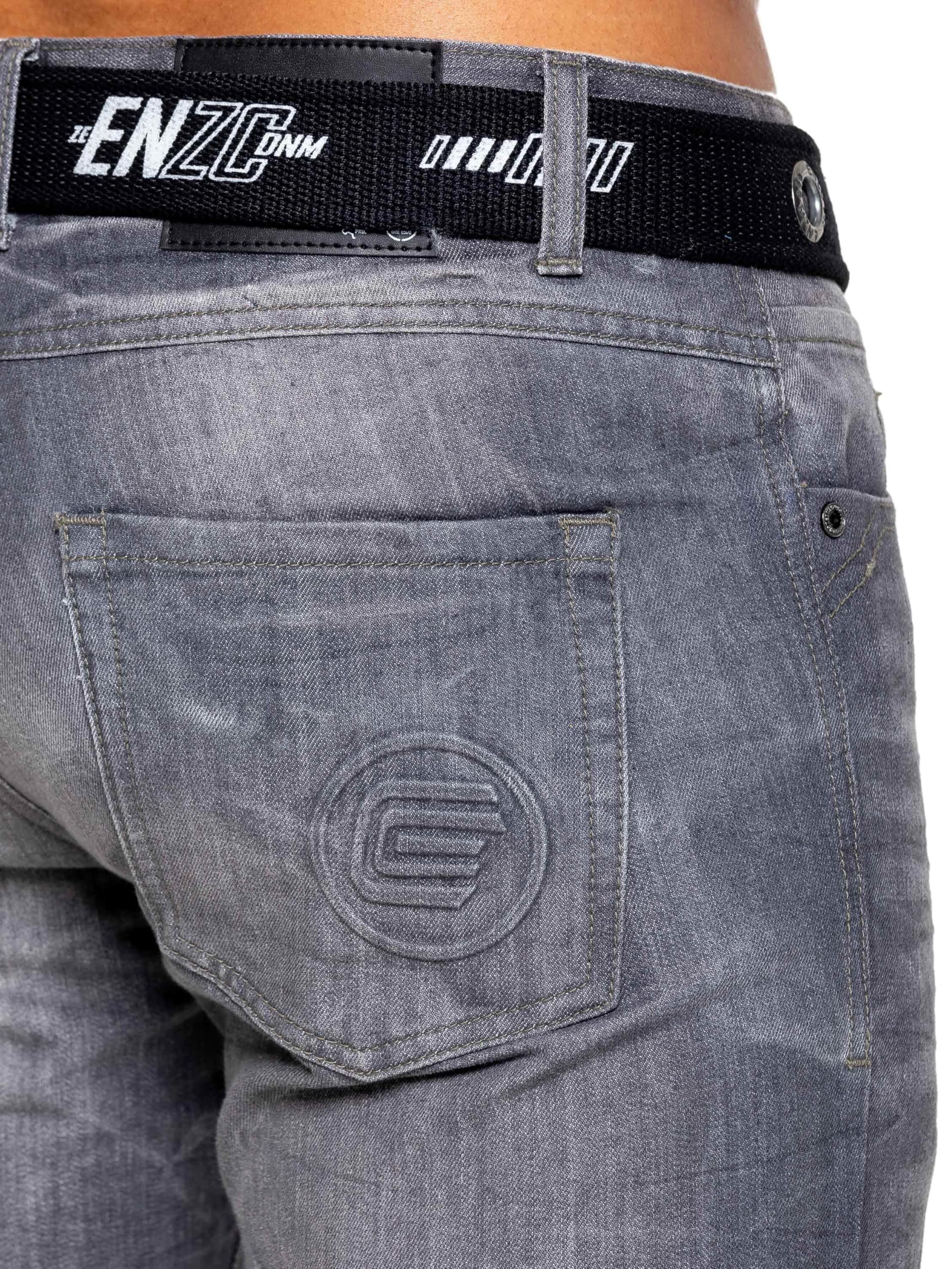 Pantalon Jeans Coupe Classique Coton Homme avec Ceinture