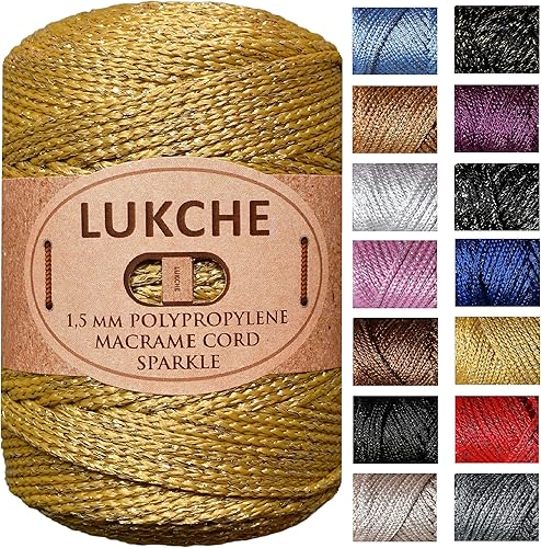 Miniatura 8 de Lukche Cordón de macramé de poliéster de alta calidad de 0.059 in x 153 yardas, cuerda colorida, hilo de ganchillo, suministros de macramé para