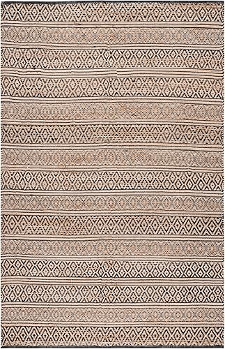 Miniatura 10 de Safavieh Natural Fiber Collection NF379Z - Alfombra de área geométrica de yute de tejido plano de 6 x 9 pies color negro y natural