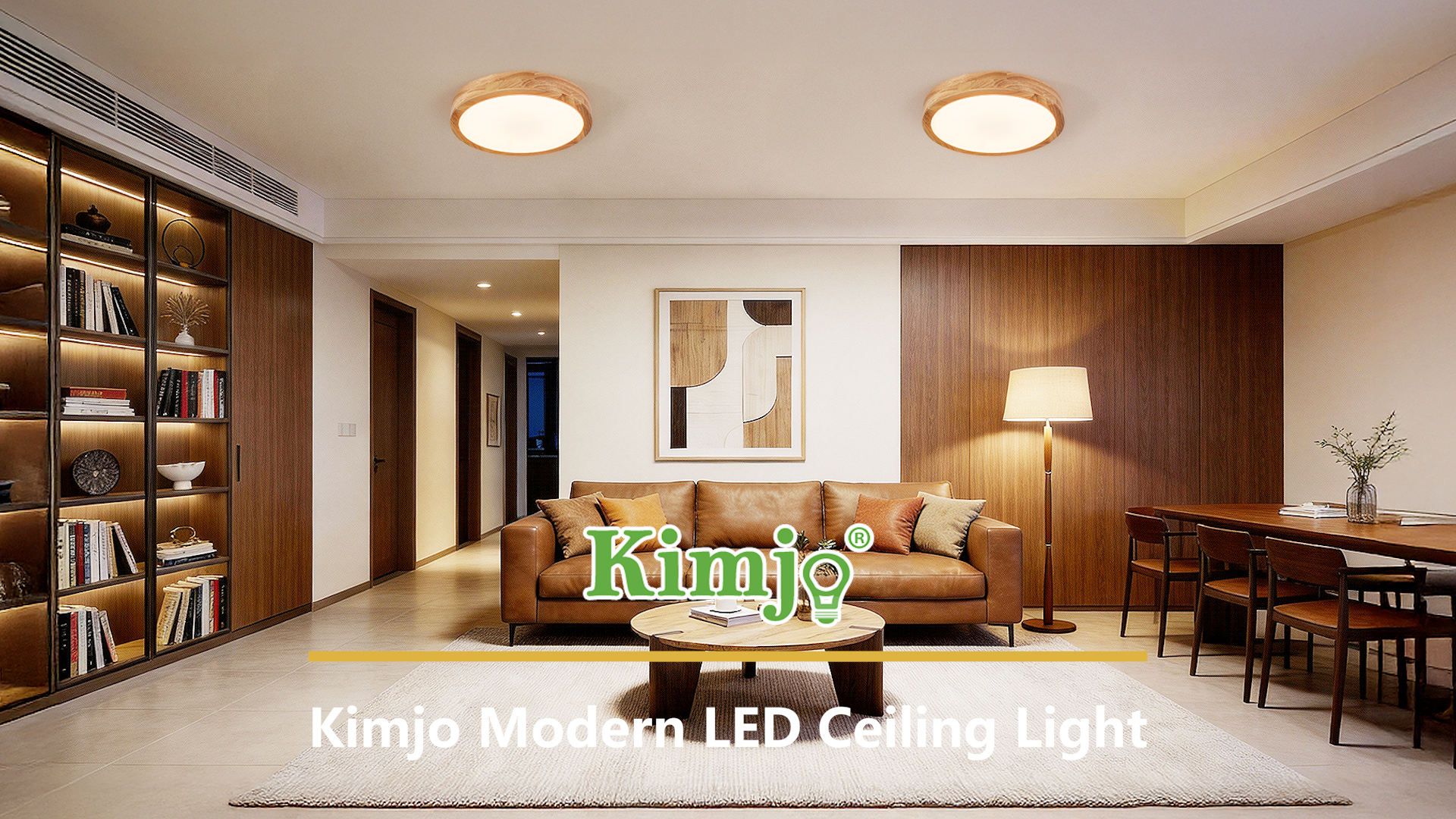 Image of 11.8 Inch Wood LED Flush Mount Ceiling Light 3000K, 2 Pack