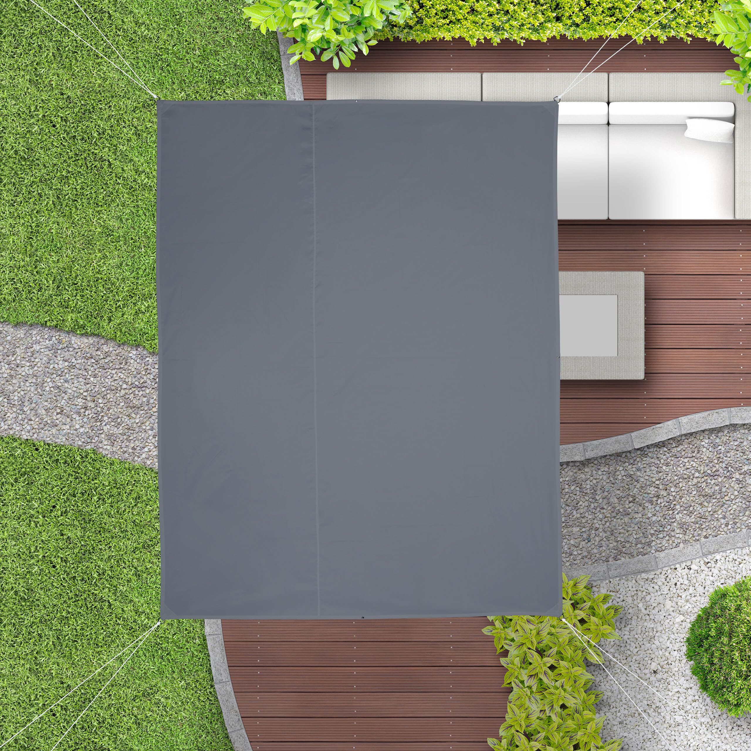 Relaxdays Voile d’ombrage rectangulaire, 3,5 x 4,5 m, imperméable, Anti-UV, avec tendeurs, terrasse, Balcon, Gris