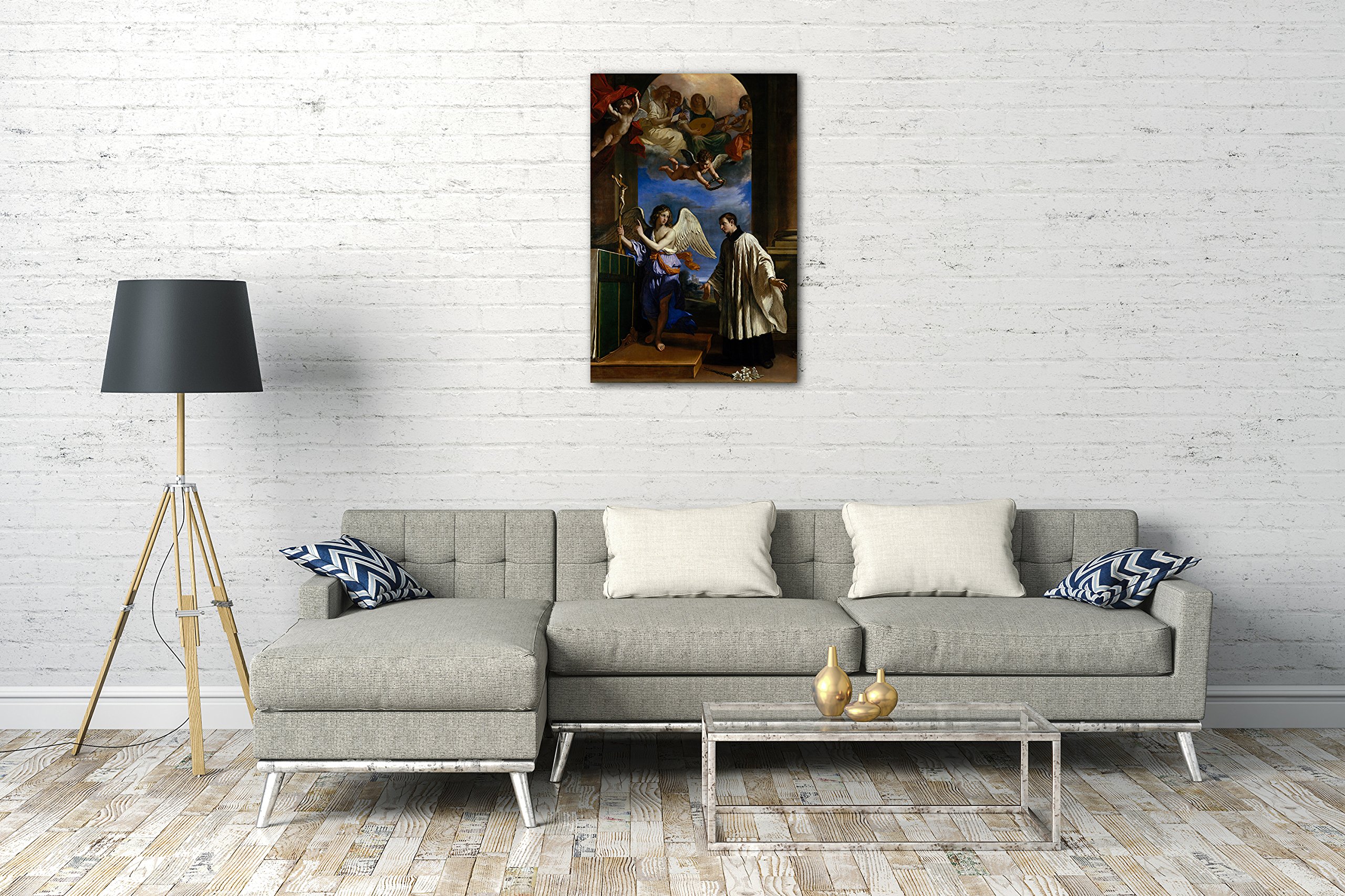 Printed Paintings Stampa su Tela (40x60cm): Guercino - La vocazione di San Luigi (Luigi) Gonzaga