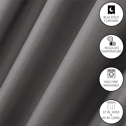 Miniatura 4 de Dearfoams Juego de 2 cortinas opacas de eficiencia energética, 37 x 63 pulgadas, color carbón