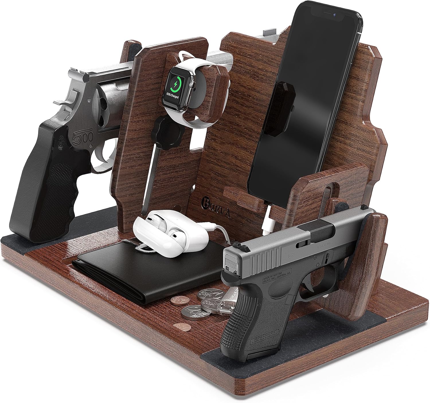 Amazon.com: BarvA Adaptive Wood Double Gun Rack Phone Wallet Docking ...