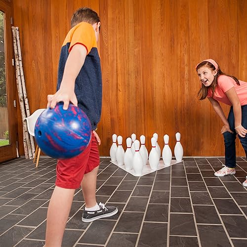 Miniatura 14 de Champion Sports Bowling Set with Plastic Pins - Ball Included Blanco,Multicolor