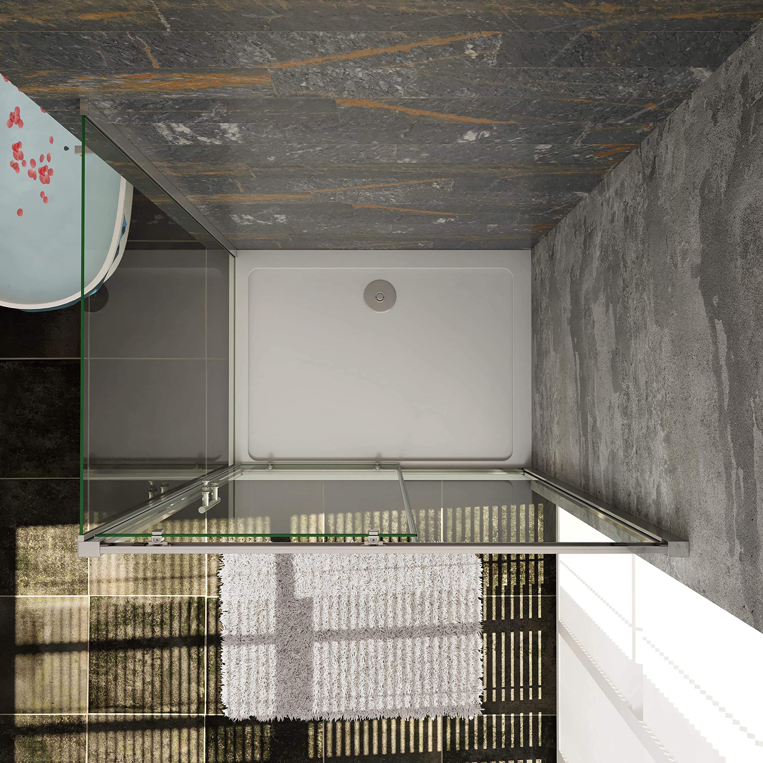 Box Doccia Angolare 110x70 Cm - Porta Scorrevole In Vetro Temperato 5mm, Profilo Cromato - Foto 10