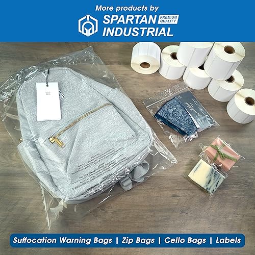 Miniatura 7 de Spartan Industrial - Bolsas de polietileno transparente autosellantes de 6 x 9 pulgadas (200 unidades) con advertencia de asfixia para embalaje,