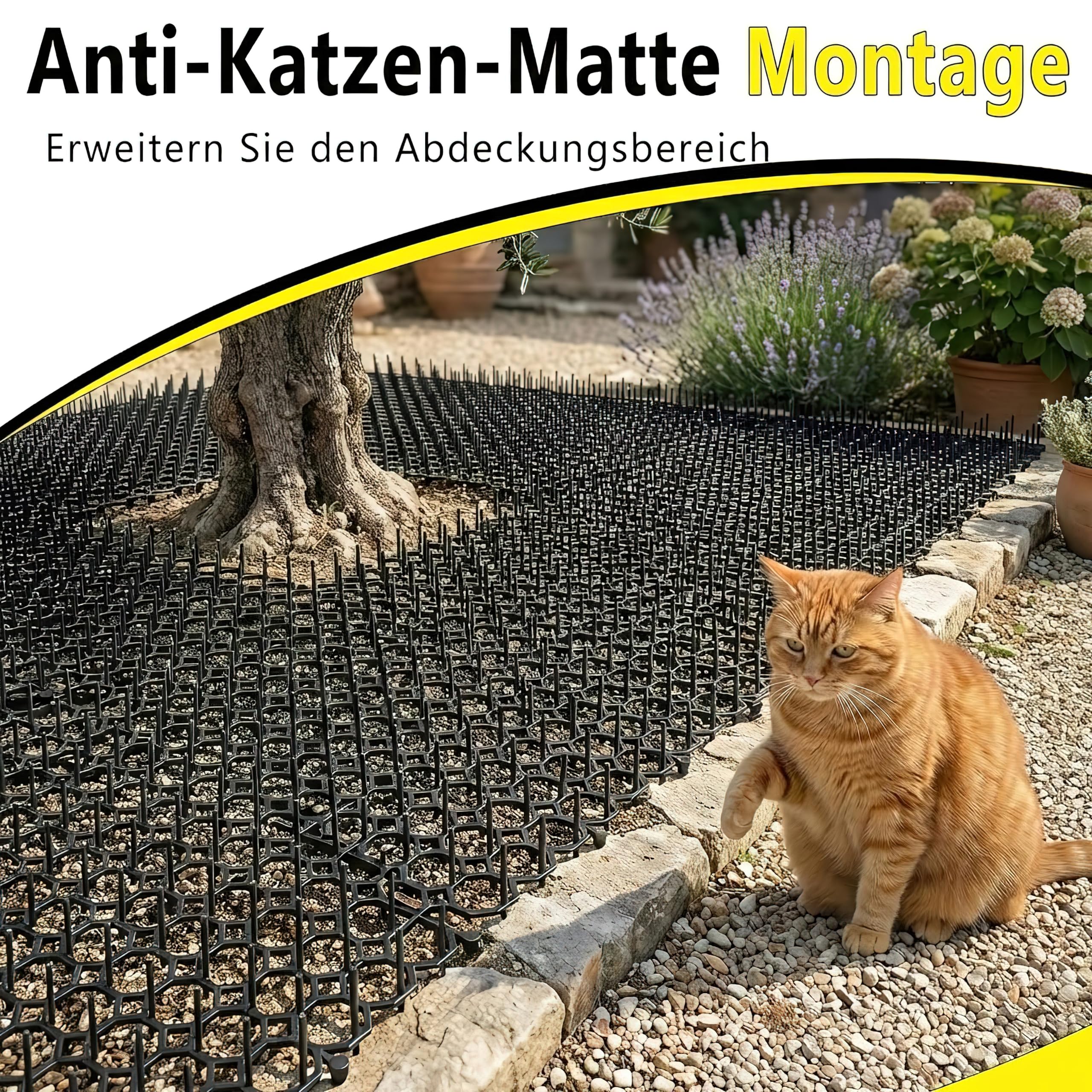 Katzenabwehrmatte – 20,3 x 15,2 cm Dornengitter gegen Katzen, 6 Stück, hält Katzen von Topfpflanzen fern, mit 8 U-förmigen Heringen, Außen- und Innenbereich, für Leintierzaun-Barriere