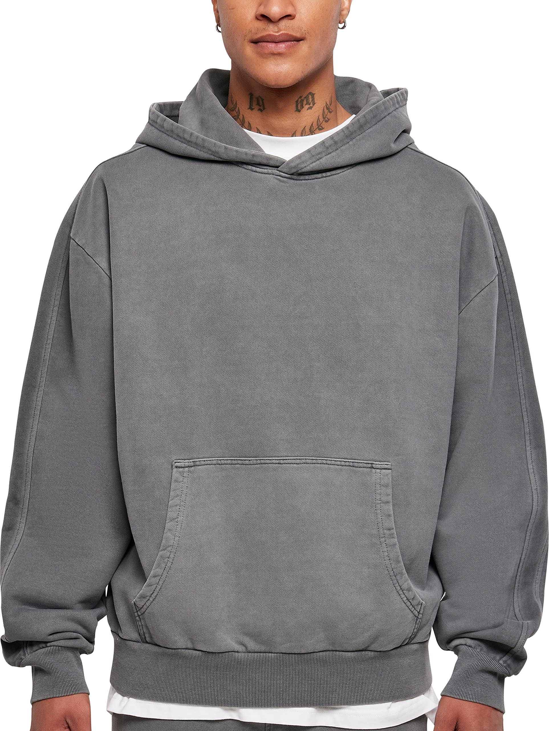Urban ClassicsMen's Tb4955-heavy Terry Garment Dye Hoody Sweatshirt, Darkshadow, L