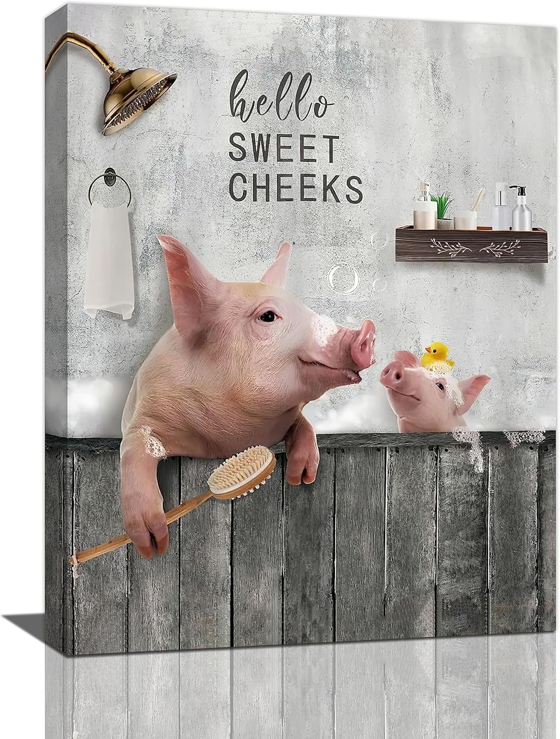 Funny Pig Bathroom Wall Art Cute Pig Wall Decor Farmhouse