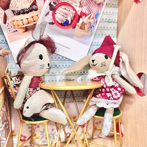 Miniatura 9 de LEVLOVS Mama and Daughter Mouse Stuffed AnimalLinen Mouse ToyMouse FamilyCotton MouseFairy MouseMini Dolls SetFabric Doll Mice Toys Family Dolls