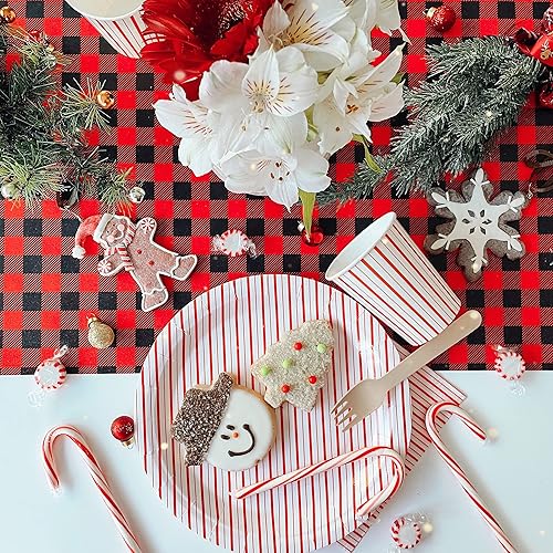 Miniatura 7 de Platos de papel grandes de rayas rojas (juego de 8)  Vajilla roja  Platos de rayas rojas y blancas  Platos de papel de fiesta pirata de superhéroes