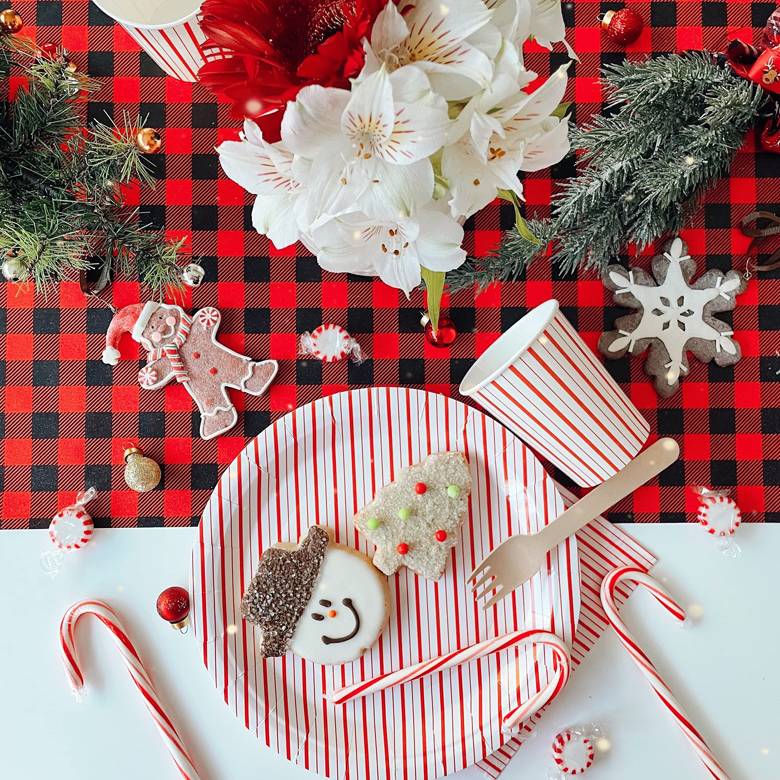 Lot De 8 Tasses à Rayures Rouges - Tasses Rayées Rouges - Tasses Rayées - Tasses Rayées Rouges Et Blanches