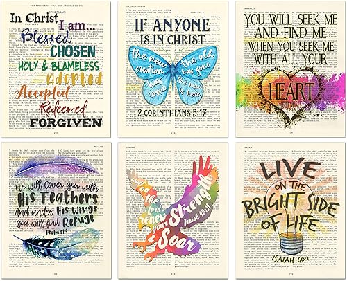 Miniatura 9 de Set of 6 - Colorful Christian Bible Verse Page Art Prints, Unframed, Ephesians 1, 2 Corinthians 517, Psalm 914, Isaiah 4031, Jeremiah 2913, Isaiah
