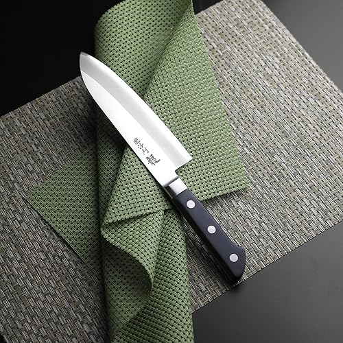 Miniatura 5 de Pearl Metal F-1291 Santoku Cuchillo Plata, 6.5 pulgadas (6.496 in), Honkururi, Bishamon Ryu