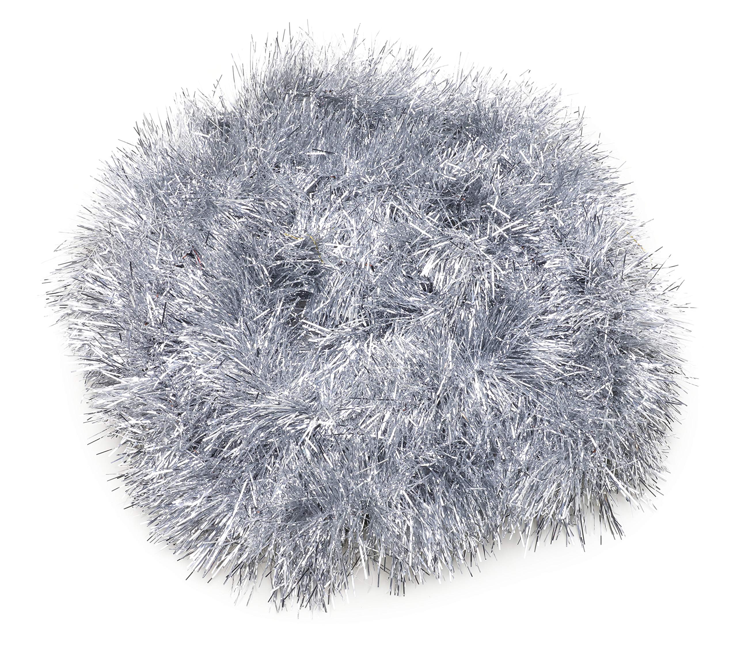 2m Metre Chunky Christmas Tinsel - Christmas Decoration Tinsel (Silver)