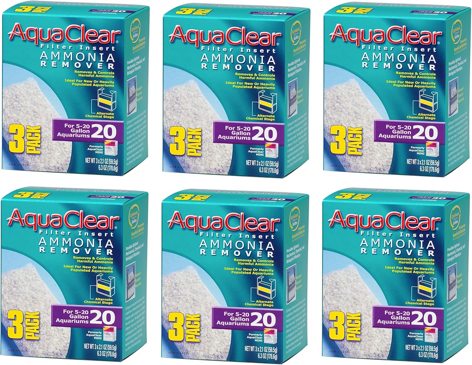 AquaClear 20-gallon Amoníaco Remover 18-Pack 6paquetes de 3