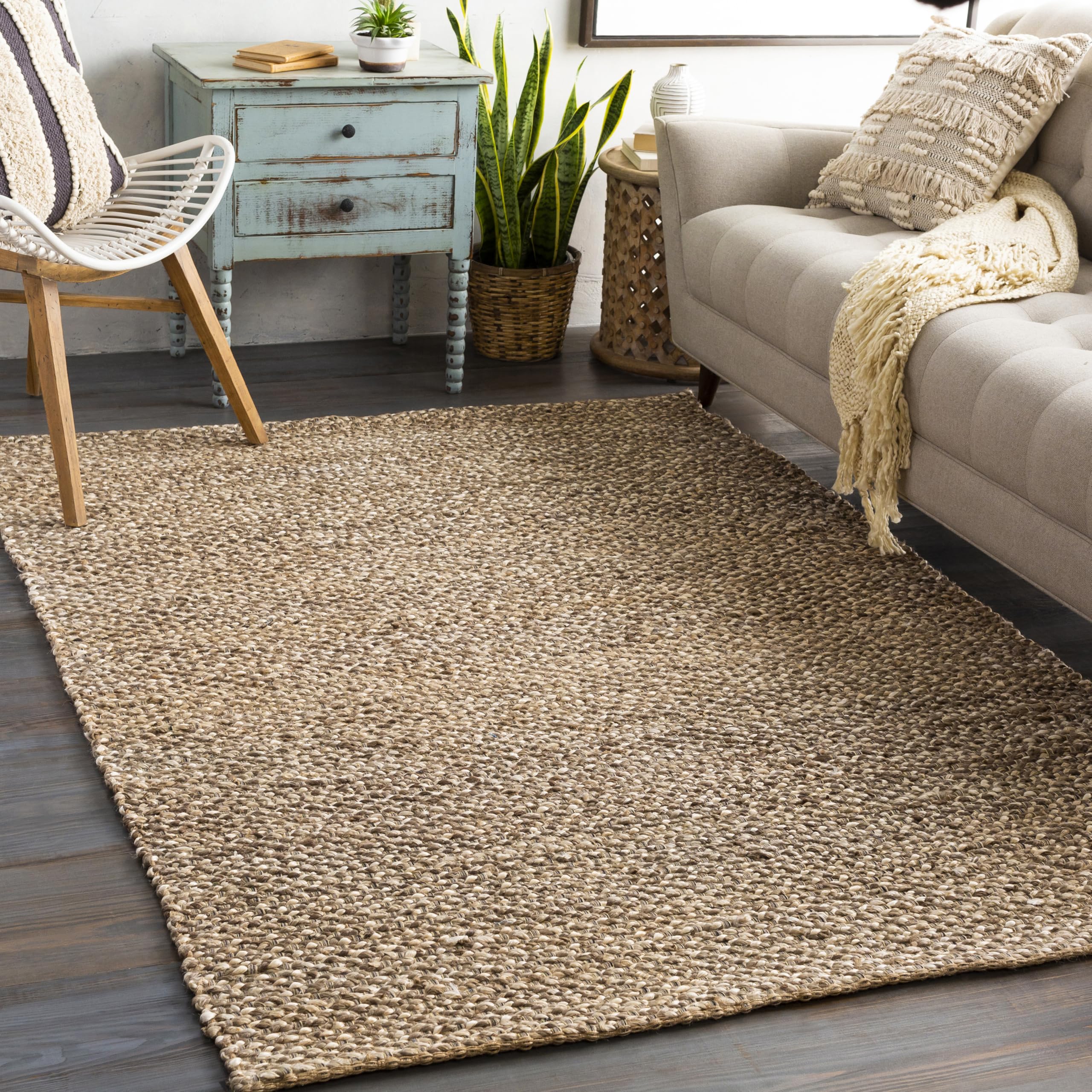 Livabliss Eira Natural Fiber Solid Area Rug, 6' x 9', Taupe