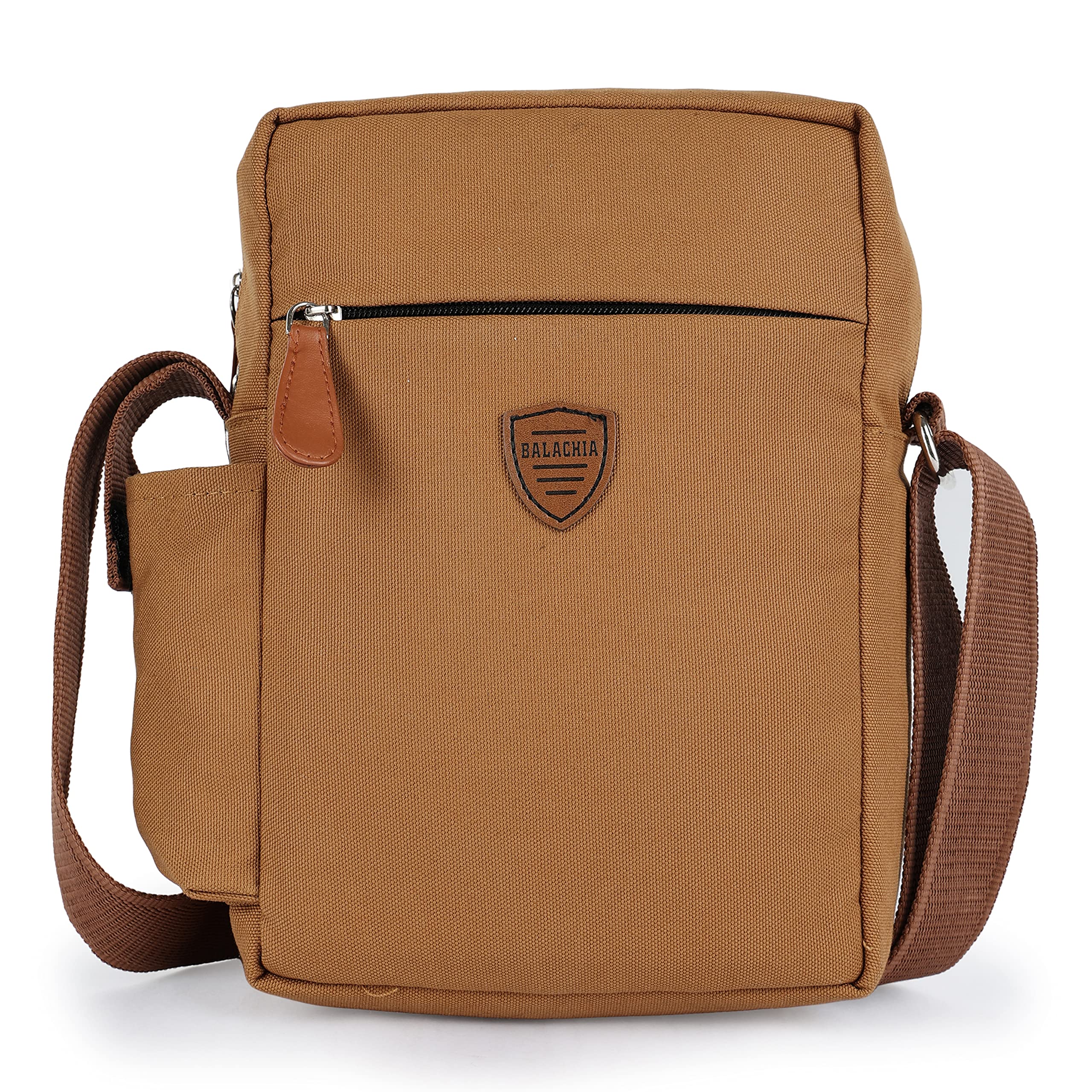 BALACHIA Padded Canvas Small Sling Cross Body Travel Office One Side Shoulder Bag For Men Women (18.5X8X25.5 Cm, Brown) (B0C43VC57P) Amazon Price History, Amazon Price Tracker