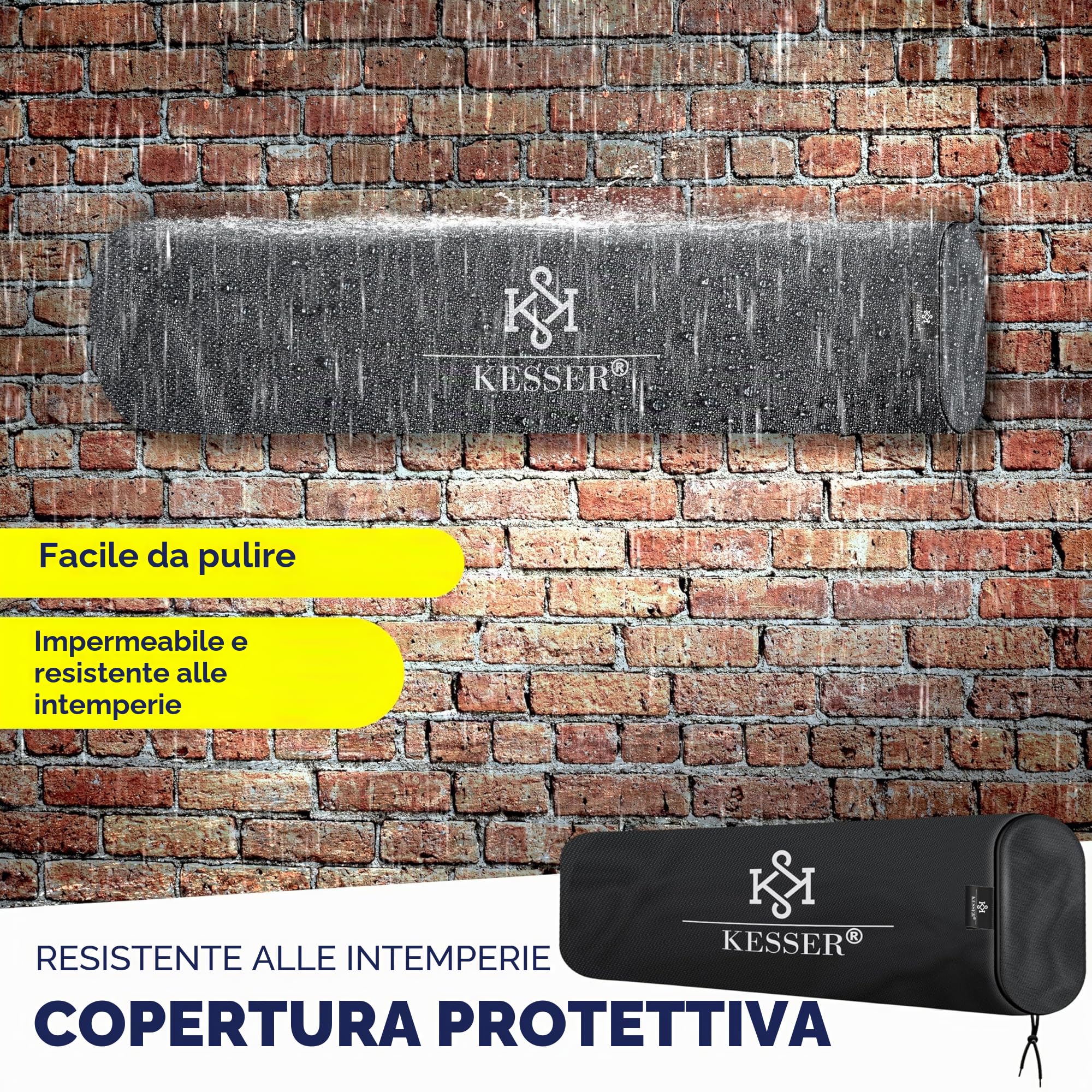 KESSER® Stufa a infrarossi da 2500 W, con telecomando, 3 livelli, riscaldamento istantaneo, supporto da parete, faretto da terrazza, faretto al quarzo, riscaldatore da terrazza, con custodia