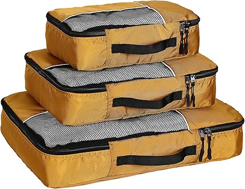 Juego de 3 cubos de embalaje promocional bolsa organizadora de viaje naranja