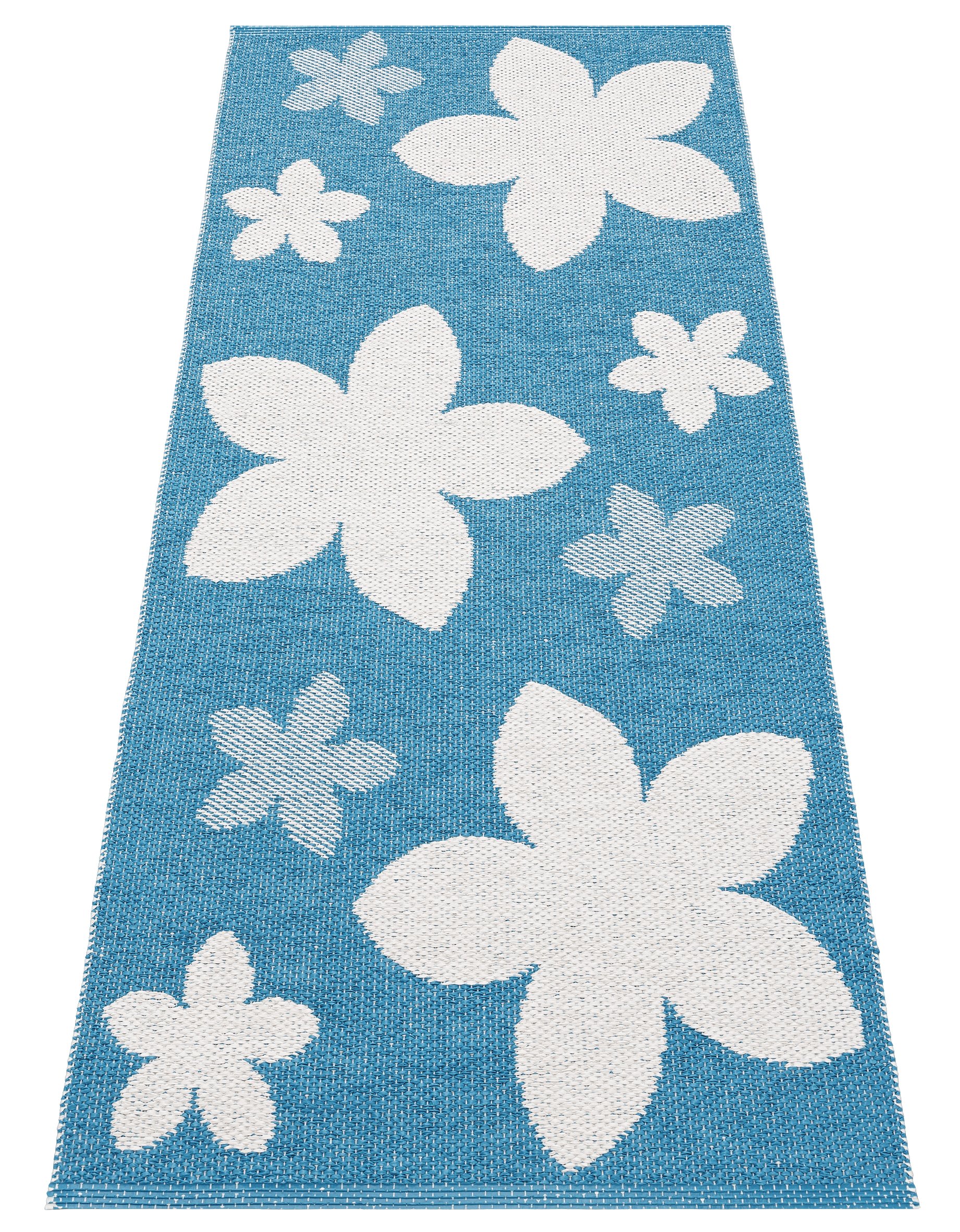 Tapis extérieur style fleur turquoise 70x250cm : la solution lavable anti-tache