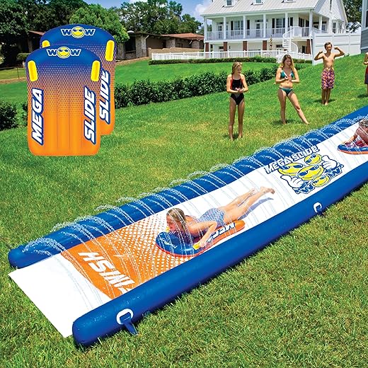Wow Sports Mega Water Slide Giant Backyard Slide with Sprinkler, Slip and Slide for Adults and Kids, Extra Long 25 ft x 6 ft