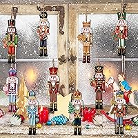 Vista 7 de 24 piezas de adornos de madera de cascanueces navideños, juego de decoración colgante de madera para árbol de Navidad, artesanías de madera impresas