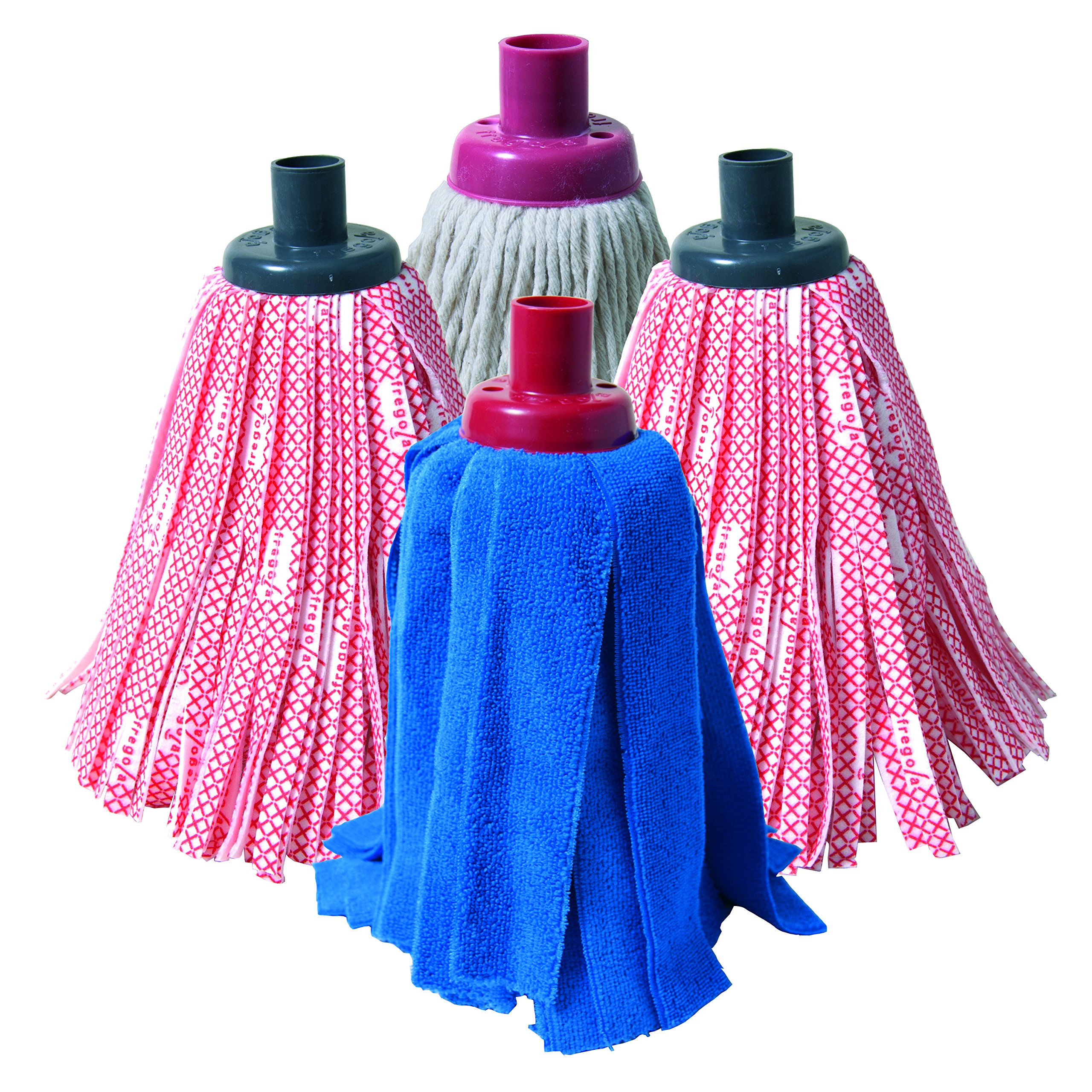 Fregola Pack of Mop, Synthetic Fabric, Microfibre and Cotton, Various, 35 x 28 x 8 cm, Pack of 4