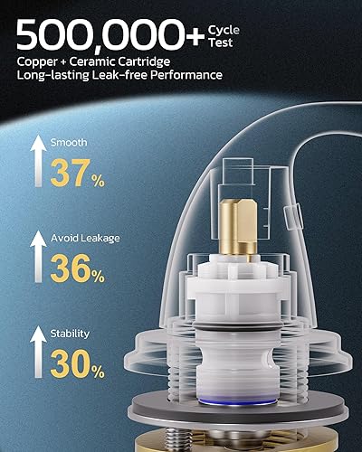 Miniatura 4 de ARCORA - Grifo de baño negro de 8 pulgadas, 3 agujeros, 2 manijas con montaje de drenaje, grifo negro mate para fregadero de baño
