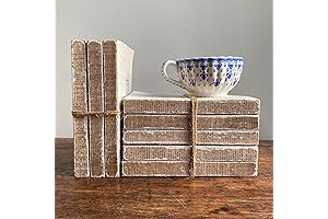 Rustic Decorative Books Set in Tan, Neutral Farmhouse Decor Fake Book Stack...