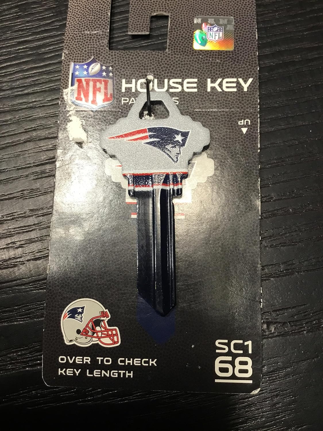 New England Patriots Navy BlueSilver House Key Blank