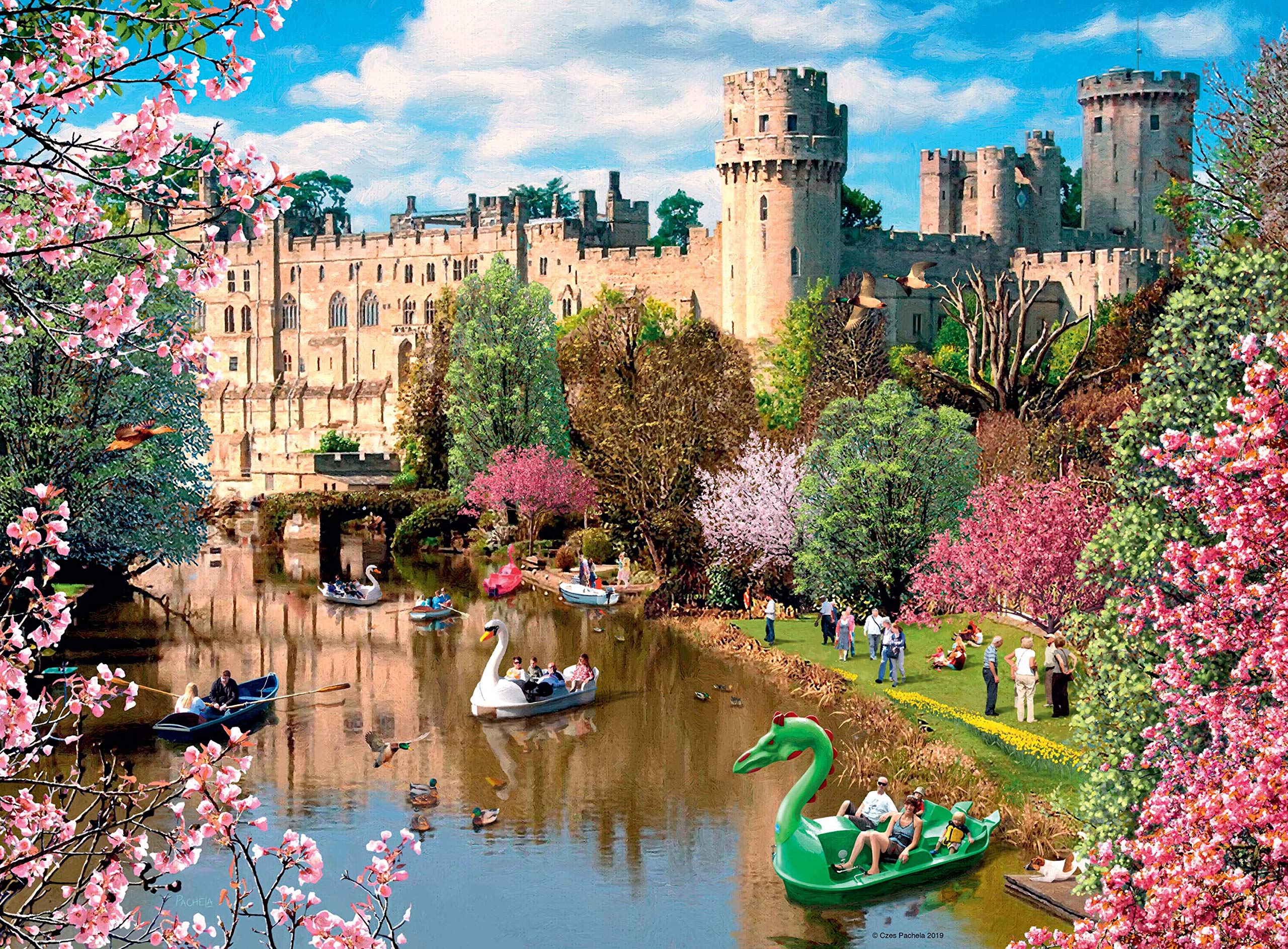 Ravensburger Picturesque Landscapes No.5 Warwickshire - Shakespeare’s Birthplace, Stratford & Warwick Castle 2X 500 Piece Jigsaw Puzzles for Adults & for Kids Age 10 and Up