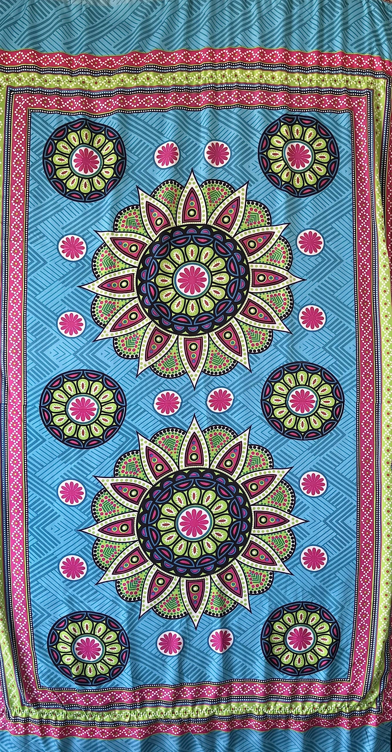 Desconocido Pareo Toalla Playa Piscina Grande con diseño de Mandala, Elefante, Árbol de la Vida, 177x100cm. (Turquesa-Rojo)