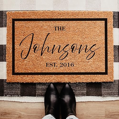 Miniatura 10 de Tapete de puerta personalizado, tapete de puerta personalizado con nombre de familia I 9 diseños, 3 tamaños I tapete personalizado para la entrada