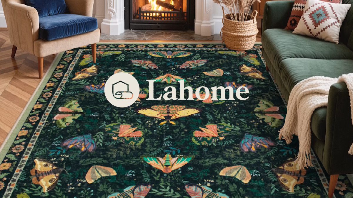 Tapete decorativo Lahome 8x10 verde, antideslizante y lavable miniatura 7