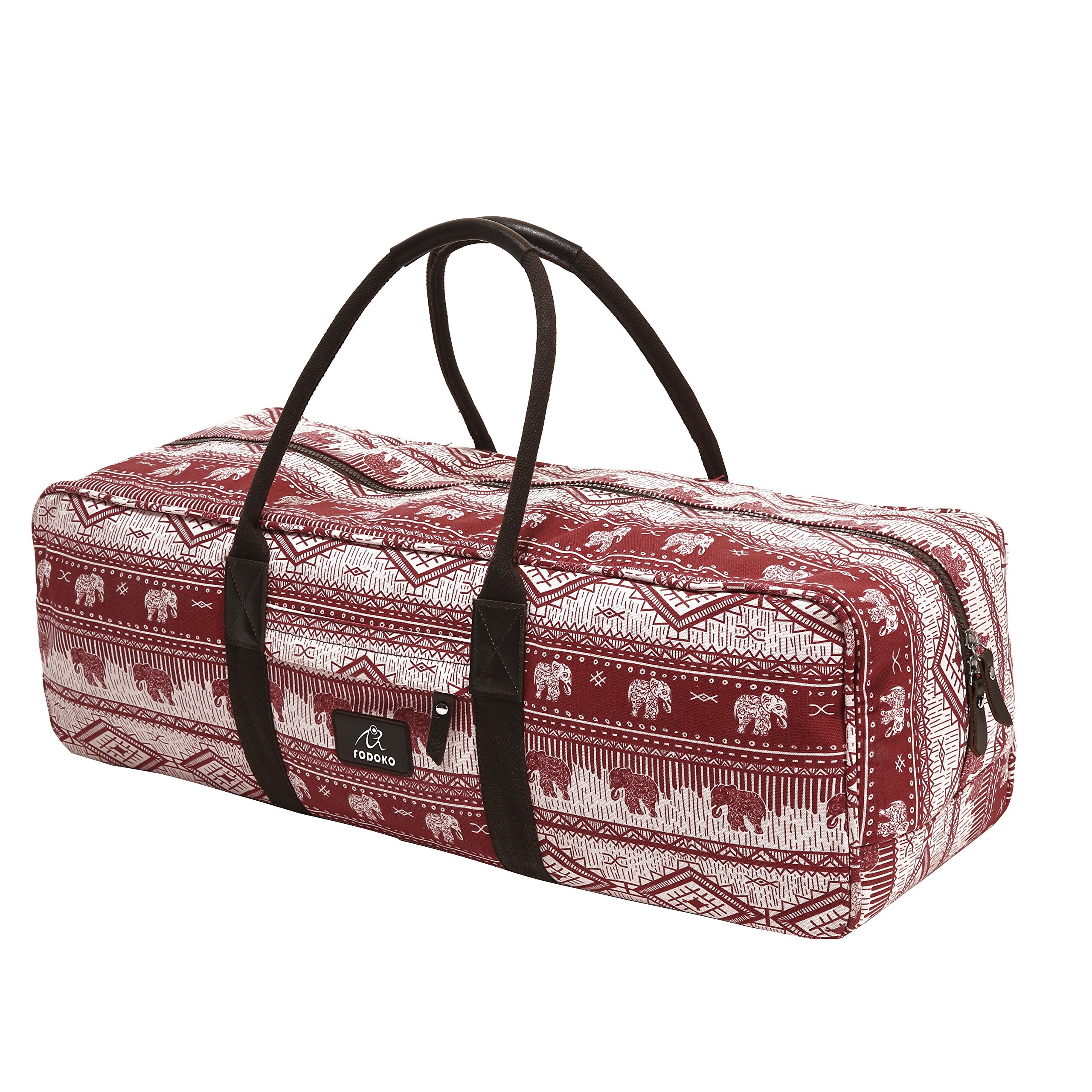 FODOKO Yoga Mat Bag Carrier for Women 26" L X 8.5''D Patterned Canvas with Pocket and Zipper