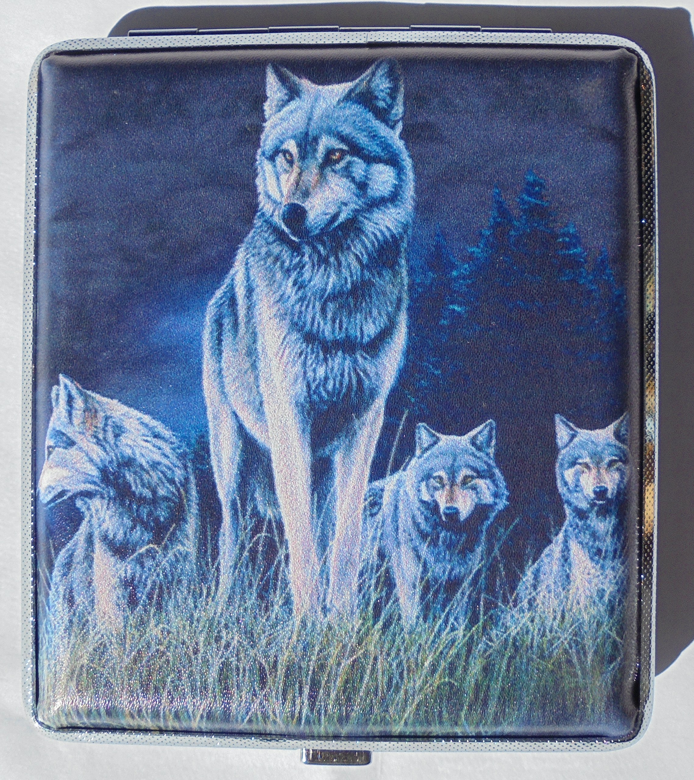 Amazon.com: Metal Cigarette Case Wolf Design - Book Open Style