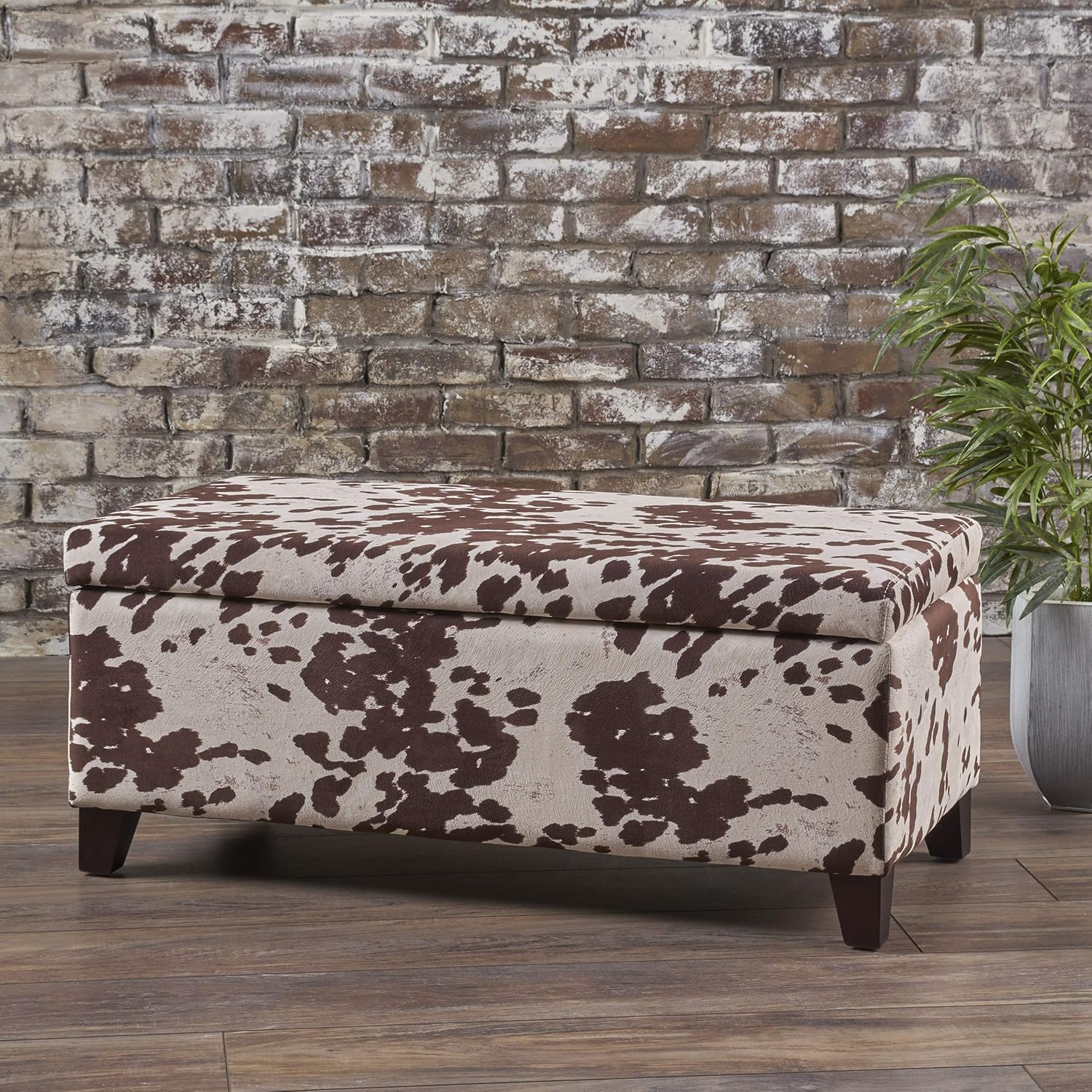 Christopher Knight Home Breanna Storage Ottoman Bench, Milk Cow Print