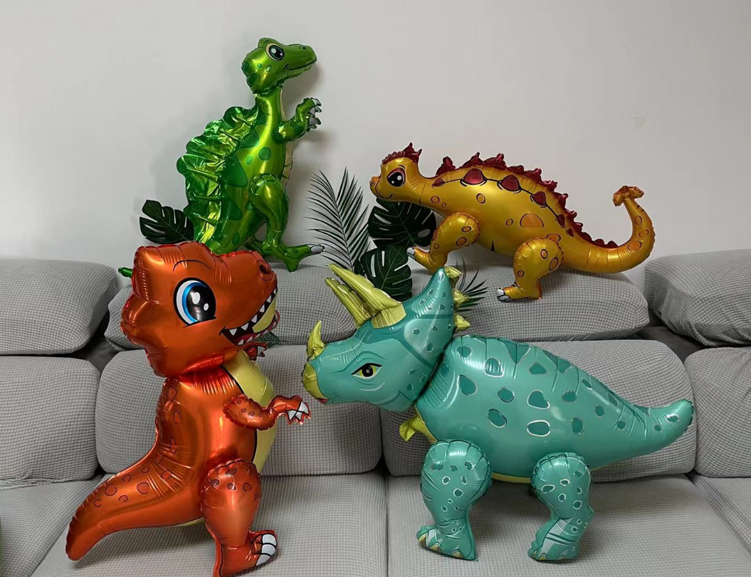 Gejoy 3 Pieces 3D Dinosaur Balloons Standing Dinosaur Balloons Foil Dinosaur Inflatable Balloons For Dinosaur Jungle Themed Birthday Baby Shower Party Decoration Supply - View #9