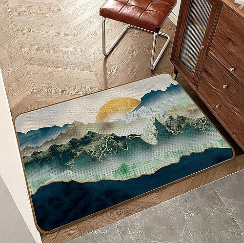 Miniatura 2 de Tapete bohemio para puerta, moderno tapete antideslizante para interiores y exteriores, tapete para puerta de entrada al aire libre (17 x 30